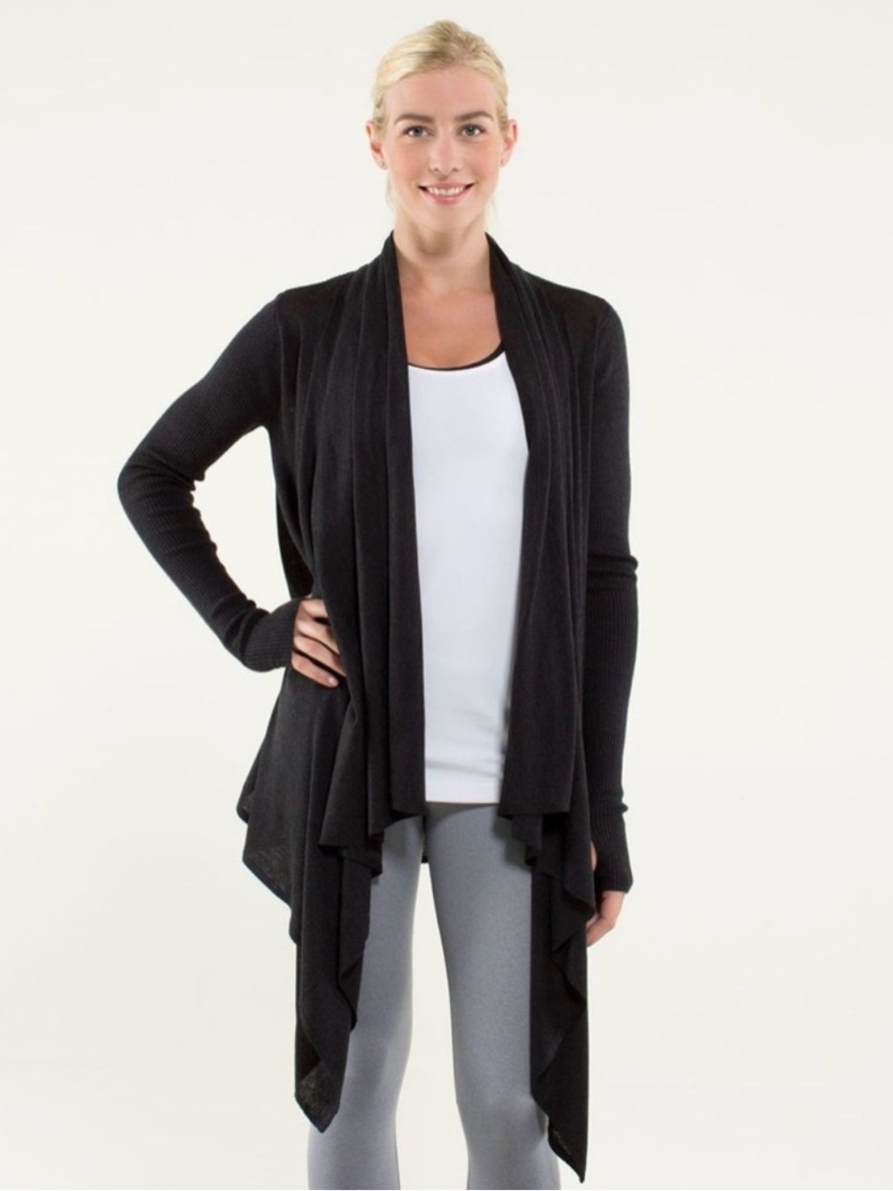 lululemon athletica Black Draped Open-Front Cardigan